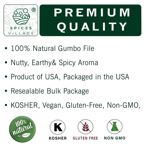 Vista 4 de SPICES VILLAGE Condimento en polvo para archivos, condimento para archivos, polvo de gumbo, 4 onzas, Kosher, sin gluten, sin OMG, bolsa resellable a
