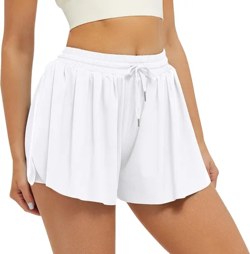 Vista 7 de FireSwan Pantalones cortos deportivos fluidos para mujer, 2 en 1, con bolsillos, para correr, gimnasio, entrenamiento, tenis, falda pantalón