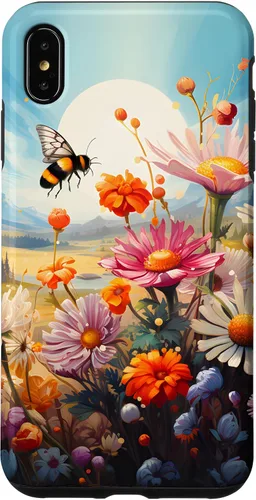 Vista 10 de Funda para iPhone 13 Pro Lively Bee en Sunny Meadow of Wildflowers