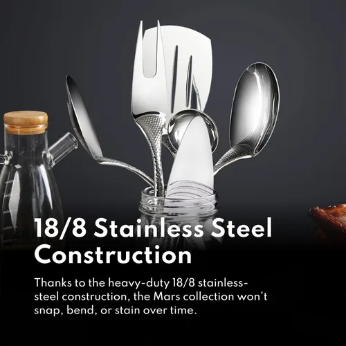 Vista 4 de New Star Foodservice Mars Collection, acero inoxidable, servidor para tartas martillado con mango hueco 18/8, 9.68 pulgadas