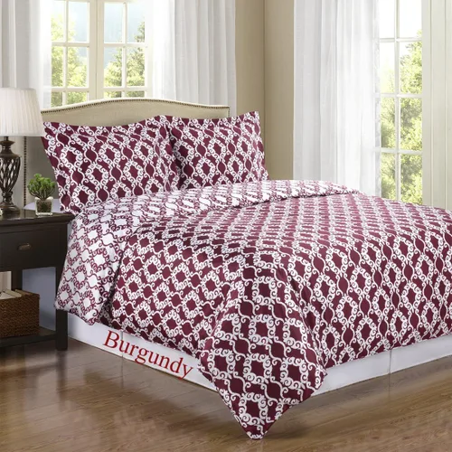 Vista 3 de Royal Hotel Bedding Juego de funda de edredón Sierrii de 2 piezas, tamaño individual/individual XL, 100% algodón, 300 hilos Borgoña