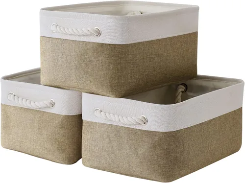Vista 29 de TheWarmHome Contenedores de almacenamiento para estantes, tamaño mediano, 3 unidades, 13.8 pulgadas de largo x 9.8 pulgadas de ancho x 6.7 pulgadas