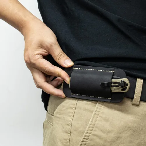 Vista 2 de Topstache Funda para Cuchillo, Funda de Cuchillo Hecha a Mano, Funda de Cuero de Transporte Horizontal para Cinturón, Organizador de Bolsillo EDC