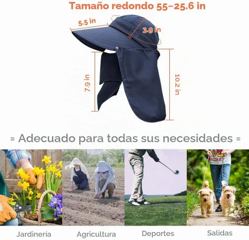Vista 7 de Sombrero de ala ancha – Multifuncional UPF 50 protección cubo pesca sombrero sombrero gorra Aguamarina