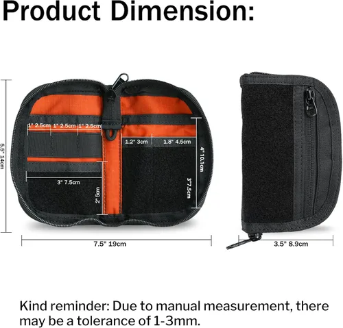 Vista 5 de VIPERADE VE21 Bolsa EDC pequeña organizadora de bolsillo con 9 compartimentos, bolsa de herramientas de bolsillo con panel de visualización de Negro