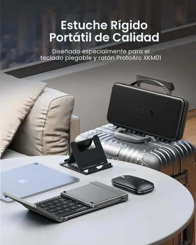 Vista 2 de ProtoArc XKM01 Full-Size Foldable Keyboard Mouse Combo for Travel, Gray Gris negro