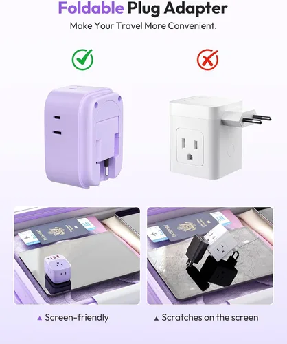 Vista 5 de NTONPOWER Adaptador de enchufe de viaje europeo, enchufe plegable tipo C