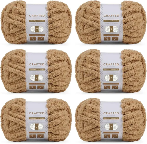 Vista 8 de Crafted By Catherine Hilo de Chenille Grueso - Paquete de 2 (8 oz / 227 g, 31.7 Yardas Cada Madeja), Beige, Calibre 7 Jumbo