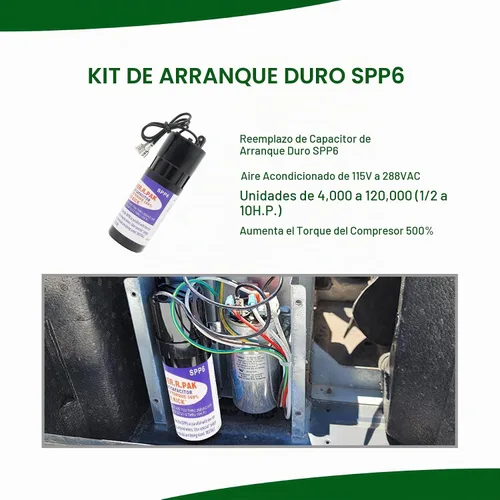 Vista 6 de Kit de condensador de arranque duro SPP6 Supco Super Boost (1/2 a 10 H.P.) apto para aire acondicionado, aumenta el par de arranque del compresor
