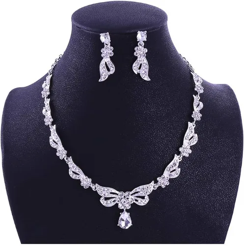 Vista 5 de Juego de collar de tiara con diamantes de imitación de cristal artificial para novia, diadema brillante, accesorios para el cabello, para bodas