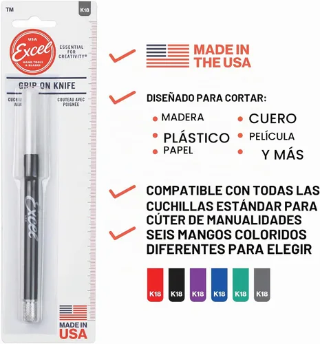 Vista 3 de Excel Blades K18 - Cuchillo para manualidades de agarre suave, color rojo