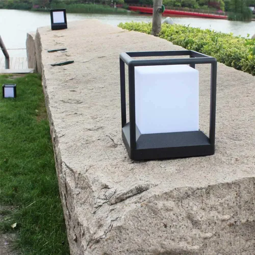 Vista 3 de Lámpara de poste para exteriores, moderna lámpara cuadrada para patio al aire libre, luces de columna de paisaje, luces de pilar de patio, luces