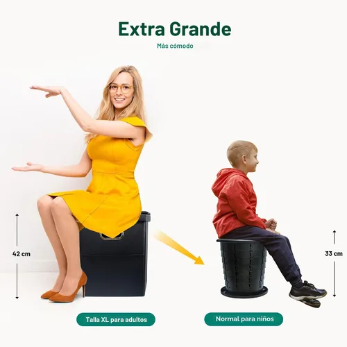 Vista 2 de Ann Katy Inodoro portátil XL mejorado, para adultos y niños, extragrande, de viaje, alto, con tapa, orinal compacto para automóvil, senderismo