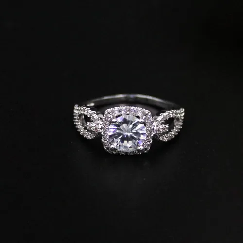 Vista 7 de Anillo de moda para mujer, anillos de boda, bonitos anillos de lujo para mujer, circonita cúbica, anillo cuadrado con incrustaciones de dedo