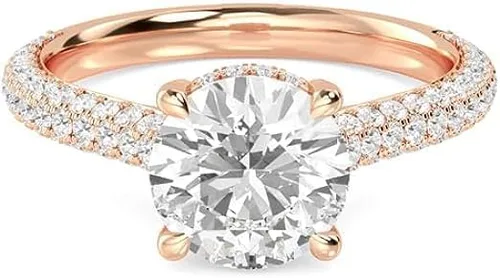 Vista 6 de Anillo de compromiso de diamantes creados en laboratorio de cuatro puntas con certificación IGI de 2.23 quilates redondo blanco de excelente corte