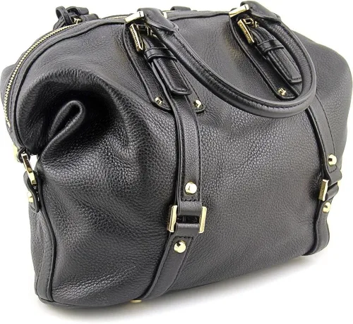 Vista 3 de Michael Michael Kors Bedford Belted tamaño mediano y piel satchel en negro