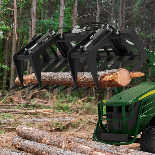 Vista 2 de YITAMOTOR Cargador de cucharón de agarre rápido con rastrillo Rock Grapple de 72 pulgadas, herramienta de paisajismo versátil con dientes