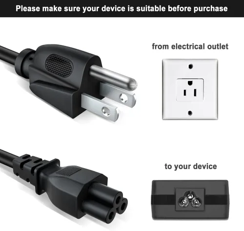 Vista 3 de Cable de alimentación de CA UL de 5 pies compatible con impresora Epson EcoTank ET-4800 AIO sin cartuchos