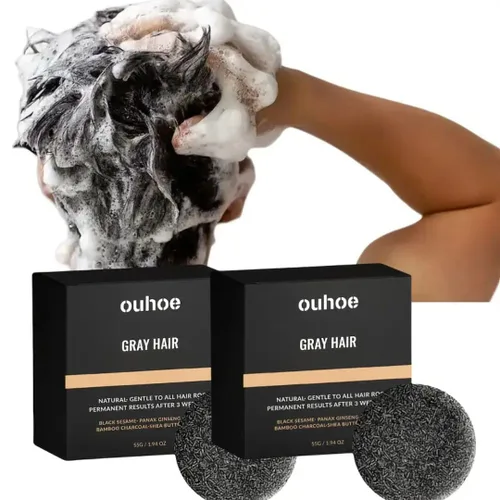 Vista 9 de Jabón para oscurecer el cabello, jabón para el cabello negro con extracto de carbón, raíz de ginseng y semilla de sésamo para suavidad y resplandor