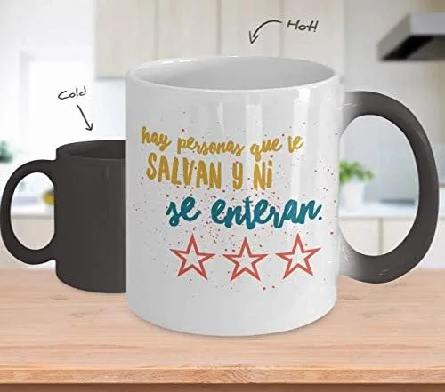 Vista 2 de Taza Café Salvan Vaso, taza de café divertidas, tazas personalizadas, taza de café inspiradoras, taza con mensajes positivos.