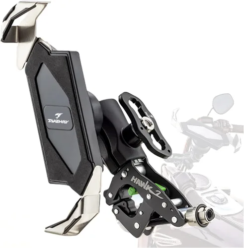 Vista 8 de Soporte para teléfono de motocicleta, soporte para teléfono móvil, base de abrazadera para manillar de motocicleta, ajustable, estable, brazo