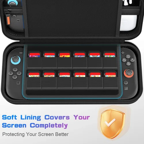 Vista 3 de daydayup Switch Carrying Case Compatible with Nintendo Switch 2, with 24 Games Cartridges Protective Hard Shell Travel Carrying Case Pouch for