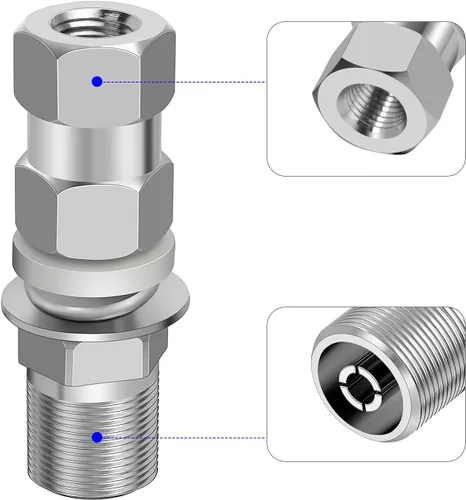 Vista 4 de Antena universal resistente CB SO-239 Stud Mount, adaptador estándar de montaje de espárrago de antena roscada de 3/8 x 24