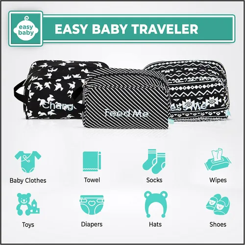 Vista 2 de Easy Baby - Pañal, biberón y suministros - Bolsas organizadoras y cambiador - Cambio, alimenta, viste y límpiame (paquete de 8 Brooklyn)