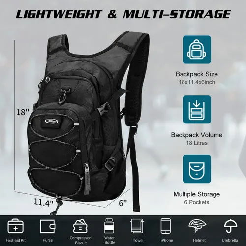 Vista 2 de Mochila de hidratación con vejiga de agua de 3 litros, mochila de hidratación aislada para correr, mochila de agua ligera para senderismo, ciclismo