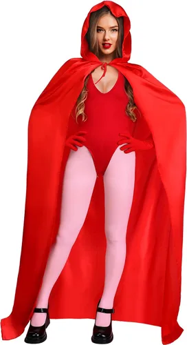 Vista 5 de Heentan Capa de bruja roja de Halloween, accesorios de disfraz para mujer, disfraz de capa de Halloween, fiesta de cosplay