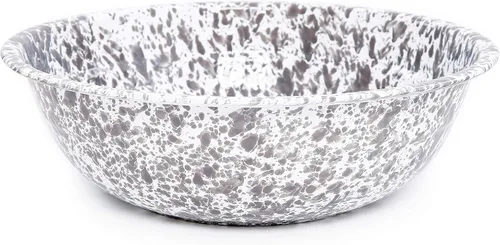 Vista 15 de Enamelware Cuenca pequeña, 4 cuartos de galón, Negro/Blanco Splatter (individual)