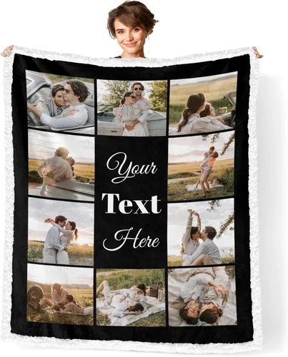 Vista 38 de Manta personalizada con fotos, mantas personalizadas con imagen para madre, padre, niños, hermana, amigos, parejas, cumpleaños, 1 foto, 30 x 40