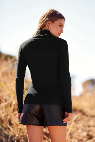 Vista 2 de PRETTYGARDEN - Suéter de punto de cuello alto para mujer, manga larga, suave, ajuste clásico