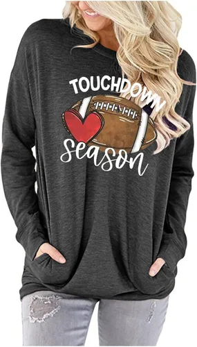 Vista 2 de Camiseta de fútbol para mujer, bonita camiseta de fútbol americano, camiseta de manga larga