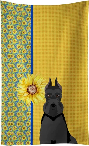 Vista 101 de Caroline's Treasures WDK5313KTWL - Toalla de cocina con diseño de girasoles de verano, color negro y tostado, Airedale Terrier, toalla de mano