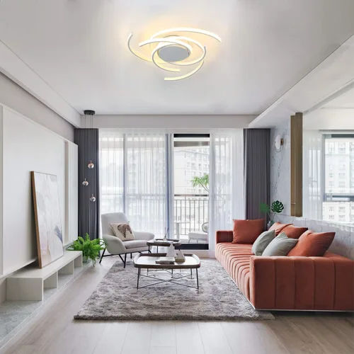 Vista 3 de Lámpara de techo LED regulable para sala de estar, moderna lámpara de techo de flores con control remoto, lámpara colgante para comedor, lámpara