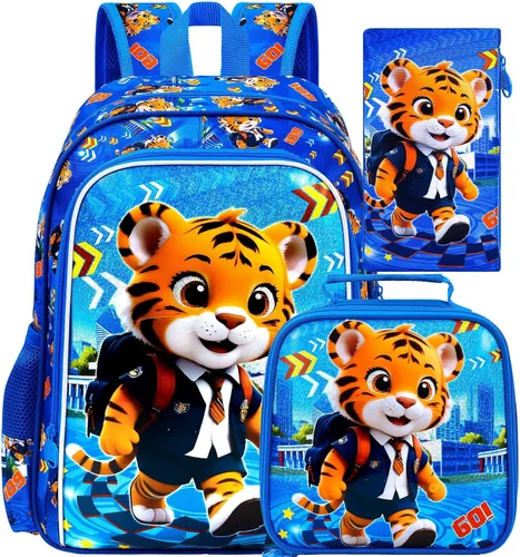 Vista 14 de CCJPX 3Pcs Backpack for Boys, 16 Inch Preschool Elementary Kindergarten School Backpacks and Lunch Box Aa1-dinosaurio Negro