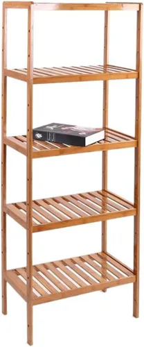 Vista 27 de Estante de almacenamiento de madera maciza con estantes ajustables, estante de almacenamiento de bambú de varios niveles para cocina, sala de estar