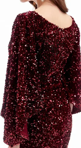 Vista 6 de LYKYCYFG Vestido de noche con lentejuelas para mujer, cuello en V, mangas acampanadas, africano, vestidos de fiesta de graduación