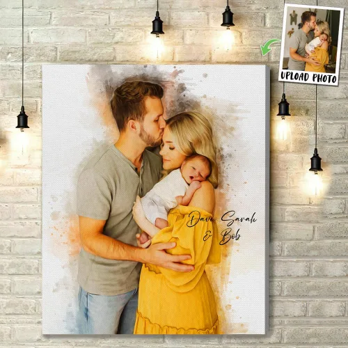 Vista 5 de Gossby Lienzo de retrato personalizado para parejas de la foto, regalo personalizado para marido, esposa, novio, novia, cumpleaños, aniversario
