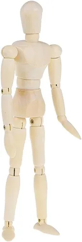 Vista 3 de Maniquí de madera para artistas de 12 pulgadas, cuerpo de maniquí articulado flexible, figura humana, modelo articulado de madera, muñeco de maniquí