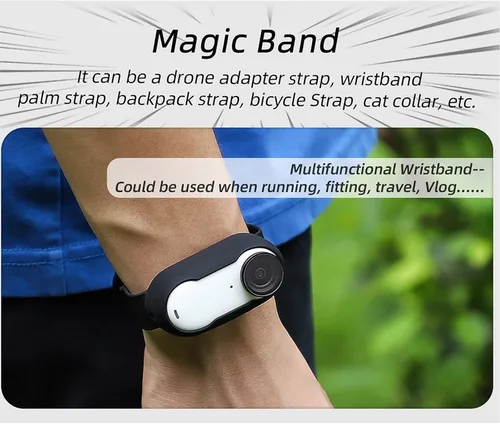 Vista 5 de Correa de silicona para Insta360 GO 3 Cámara Multifuncional Fijación Correa Drone Bicicletas Montaje Cinturón Ajustable Accesorios
