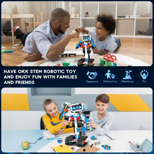 Vista 2 de okk Kit de robots, juego de robótica STEM para edades de 6 a 12 años, control remoto y de aplicaciones, programación y montaje de bricolaje.