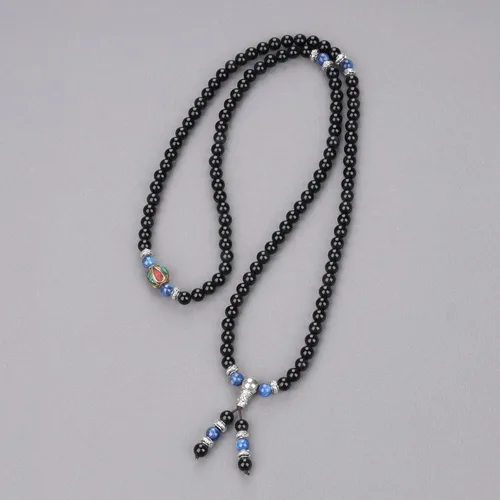Vista 10 de COAI Pulsera de piedra obsidiana negra Collar Mala Beads 108