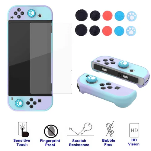 Vista 4 de COMCOOL Dockable Case for Nintendo Switch OLED - 9 FT Military Grade Drop Protection with Tempered Glass Screen Protector and Thumb Grips Protective
