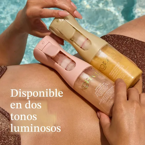 Vista 6 de Kopari Golden Sunglaze Protector Solar en Niebla para el Cuerpo SPF 50, Infundido con Aceite Corporal con Destellos, Niebla Hidratante, Hidrata