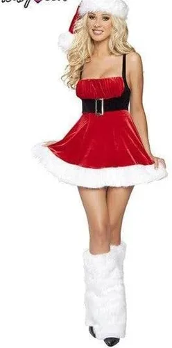 Vista 4 de ZAFUL Vestido corto de Navidad para mujer, de piel sintética, sin tirantes, color rojo, de Papá Noel, vestido de fiesta de terciopelo bandeau