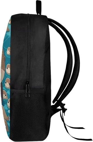 Vista 4 de WELLFLYHOM Mochila para niños de 16 pulgadas, mochila escolar para niñas y niños para 5T-19T, 0 Nutria marina, Mochilas de mochila