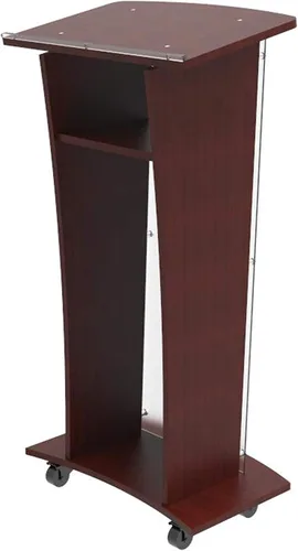 Vista 4 de FixtureDisplays® Podio de madera con panel frontal acrílico escarchado, atril de púlpito de 46 pulgadas de alto, fácil montaje requiere 1803-5-APLE