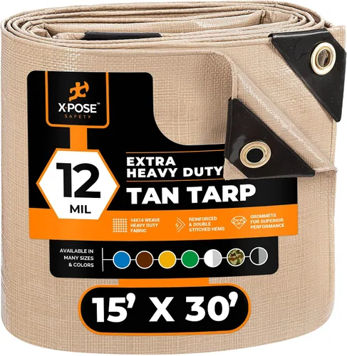 Vista 121 de Xpose Safety Lona protectora de polietileno plateado resistente de 5 x 7 pies - Funda protectora multiusos - Duradera, resistente al agua